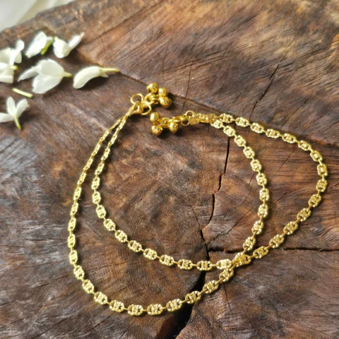"Elegant gold plated anklet for women with traditional design"