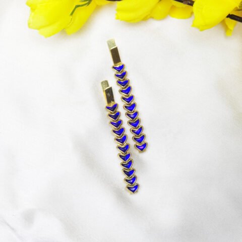 Kundan slide clip Blue